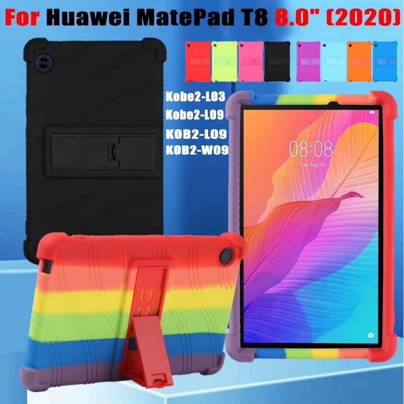 สําหรับ Huawei MatePad T8 8.0 " (2020) สีซิลิโคนอ่อนนุ่มรังผึ้งเคสกระจายความร้อน Kobe2-L03 Kobe2-L09 KOB2-L09 KOB2-W09 ขาตั้งแบบปรับได้ฝาครอบแท็บเล็ตทนต่อการตก