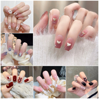 เล็บปลอม พร้อมกาว กันน้ํา แบบถอดออกได้ จํานวน 24 ชิ้น