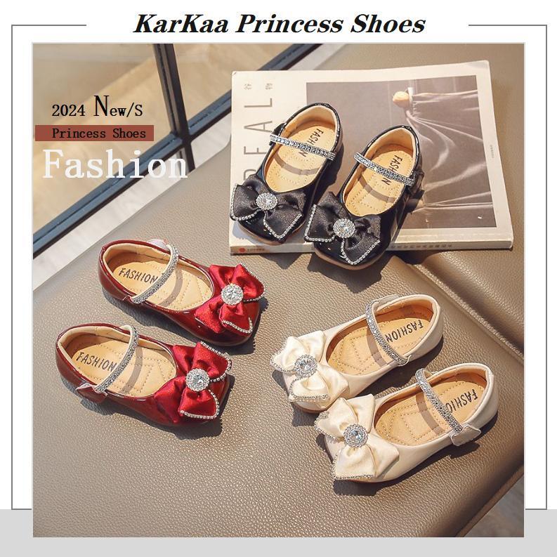 [Karkaa] รองเท้าหนังนิ่ม ประดับโบว์ สไตล์เกาหลี แฟชั่นฤดูใบไม้ผลิ ฤดูใบไม้ร่วง สําหรับเด็กผู้หญิง 2024 FBX