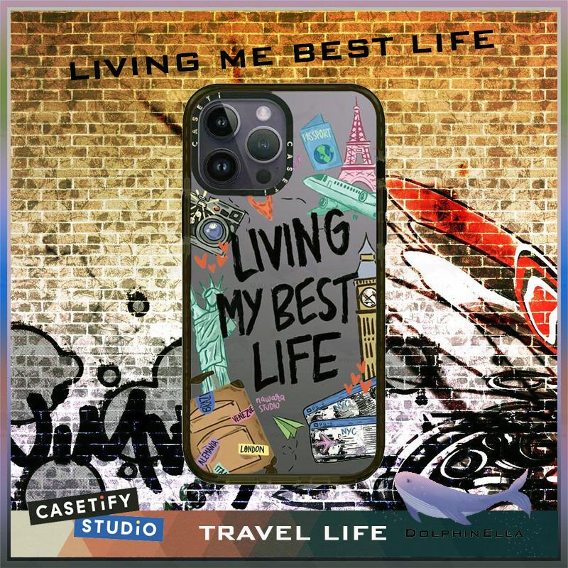 Casetify เคสโทรศัพท์มือถือ อะคริลิคหนา ลาย Living me best life สําหรับ iphone 11 12 13 14 15 Pro Max