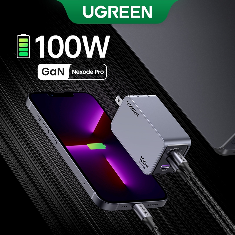 Ugreen 100W Nexode Pro 2C1A GaN Charger Fast Charging สําหรับ iPhone 16Pro Max 15-8 Series Macboook Air ขนาดเล็กกว่า Nexode Charger สําหรับ Samsung S24 Ultra