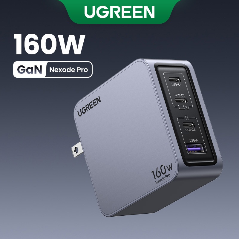 Ugreen ที่ชาร์จ 160W Nexode Pro Mini 3C1A 4 พอร์ต GaN 140W Max สําหรับ Macbook Pro 16 iPad iPhone 15 Pro Max 14 13 12 11 Samsung S24 Ultra
