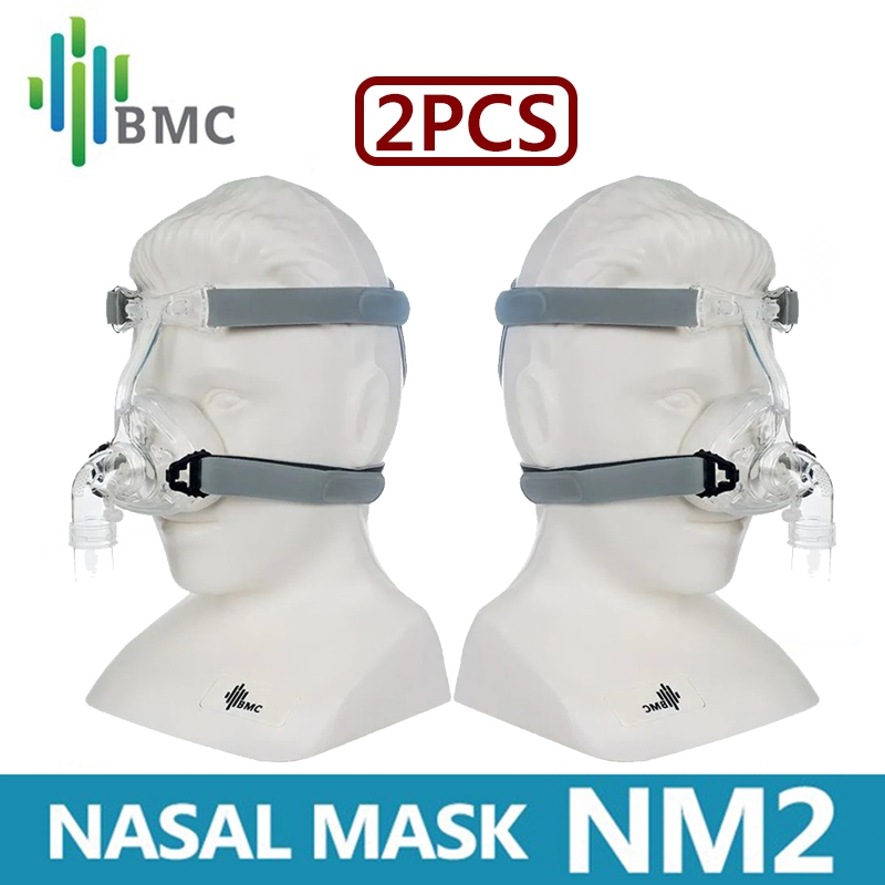 [2 ชิ้น] BMC NM2 CPAP หน้ากากปิดจมูก ระบายอากาศ อินเตอร์เฟซ พร้อมหมวก สําหรับนอนกรน บําบัดบ้าน