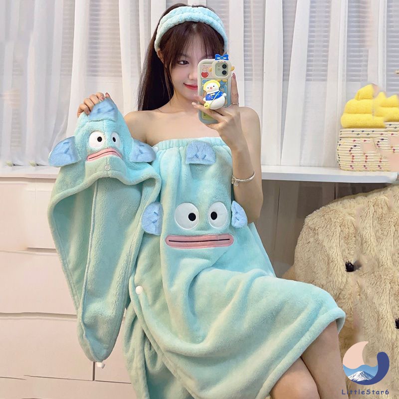 🥰ผ้าขนหนูอาบน้ํา ผ้าฟลีซ ปะการัง ผ้าขนหนูผู้หญิง หมวกผมแห้ง ชุดสามชิ้น สไตล์ใหม่ ไม่ใช่ผ้าฝ้าย ผู้ใหญ่ ดูดซับน้ํา กระโปรงอาบน้ํา Bath towel【LittleStar6】