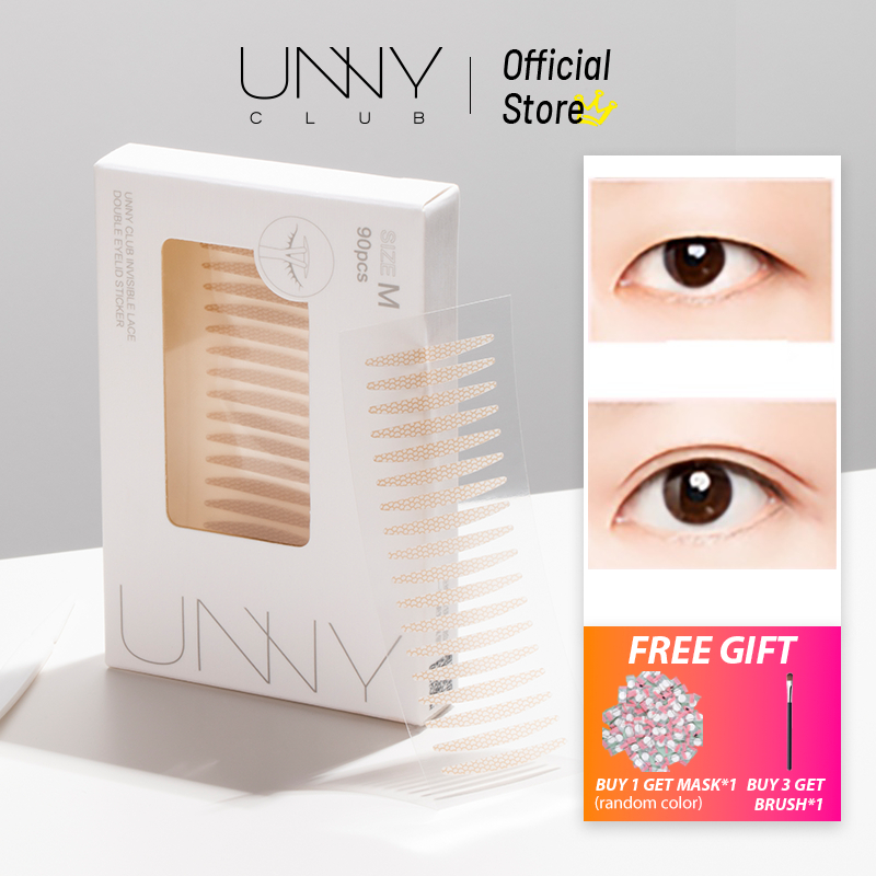 Unny Club สติกเกอร์ตาสองชั้น ไร้รอยต่อ ลูกไม้ธรรมชาติ มองไม่เห็น แต่งหน้า S M L