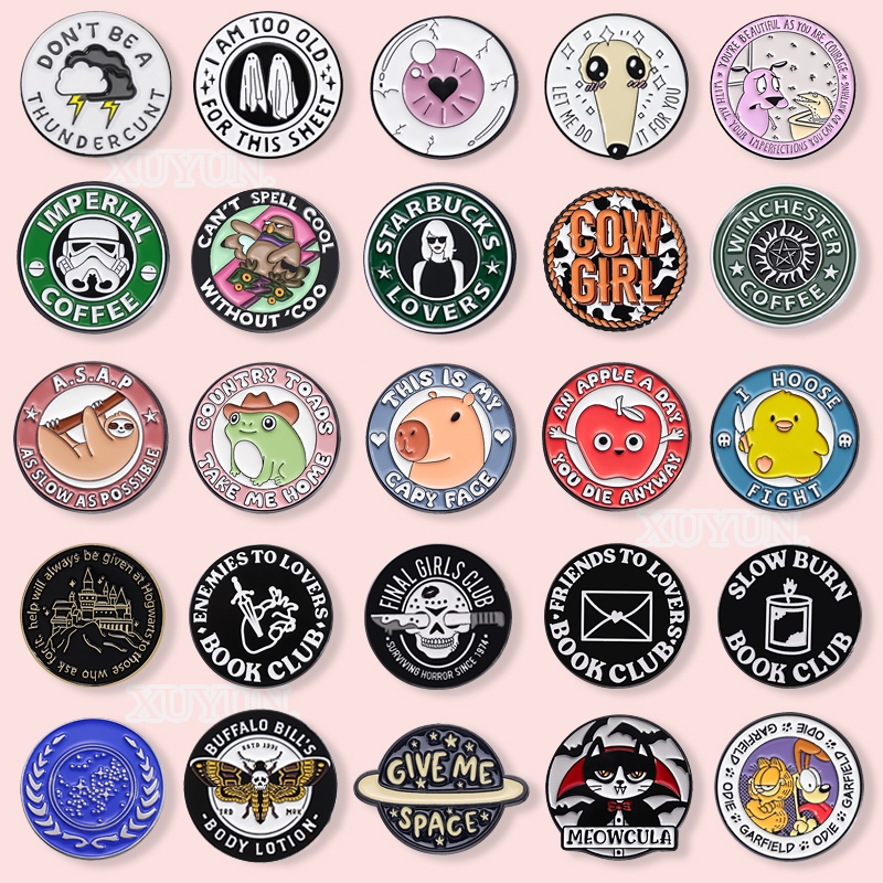 เครื่องประดับ เข็มกลัดโลหะ ทรงกลม ลายการ์ตูนสัตว์น่ารัก มี 50 แบบ