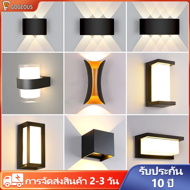 [รับประกัน 10 ปี] โคมไฟติดผนัง 18W โมเดิร์น LED โคมไฟติดผนัง กันน้ํา กลางแจ้ง โคมไฟประตูอลูมิเนียม LED ไฟประดับกลางแจ้ง ไฟ LEDกลางแจ้ง แสงอุ่น ไฟแต่งสวน ไฟทางเดิน กันน้ำได้ IP65