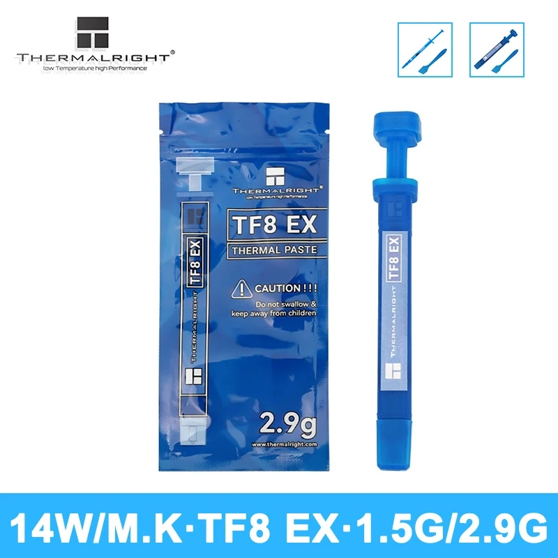 Thermalright TF8 EX จาระบีซิลิโคนนําความร้อน 14W CPU การกระจายความร้อนวาง 1.5/2.9g GPUThermal Paste