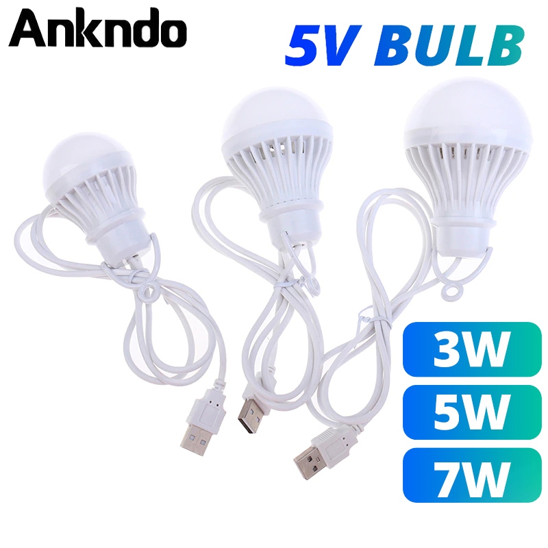 【พร้อมส่ง】โคมไฟ LED แบบพกพา ตั้งแคมป์ หลอดไฟขนาดเล็ก LED USB พลังงาน 3W 5W 7W