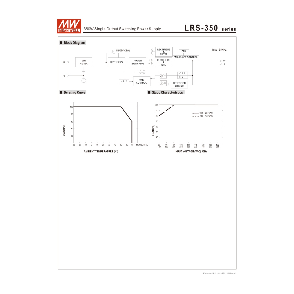 MEAN WELL LRS-350-24 DC24V 14.6A สวิตช์พาวเวอร์ซัพพลาย Meanwell หม้อแปลง สวิตซ์ชิ่ง เพาเวอร์ซัพพลาย - รูปที่ 4