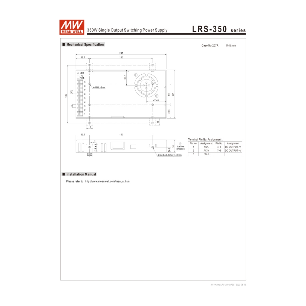 MEAN WELL LRS-350-24 DC24V 14.6A สวิตช์พาวเวอร์ซัพพลาย Meanwell หม้อแปลง สวิตซ์ชิ่ง เพาเวอร์ซัพพลาย - รูปที่ 5
