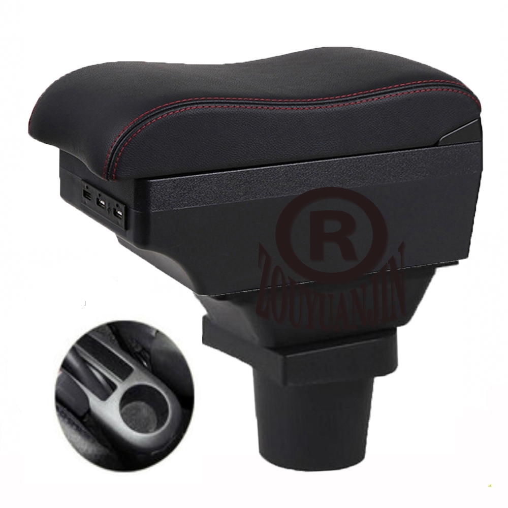 รถ Toyota Yaris Vitz Vios ArmRest Box คอนโซลกลางที่เก็บข้อศอกส่วนที่เหลือแขนพร้อมที่วางแก้ว USB