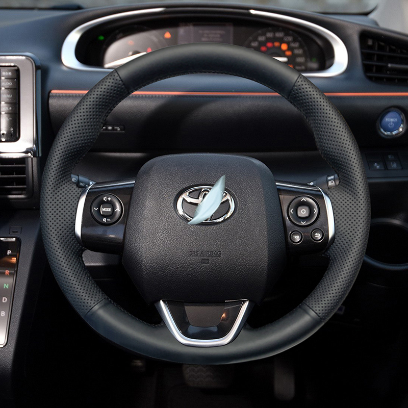 เหมาะสําหรับ Toyota Toyota Sienta ฝาครอบพวงมาลัย Hand-Sewn รวมทุกอย่าง DIY เย็บหนังกรณีรถพิเศษการปรับแต่ง Anti-