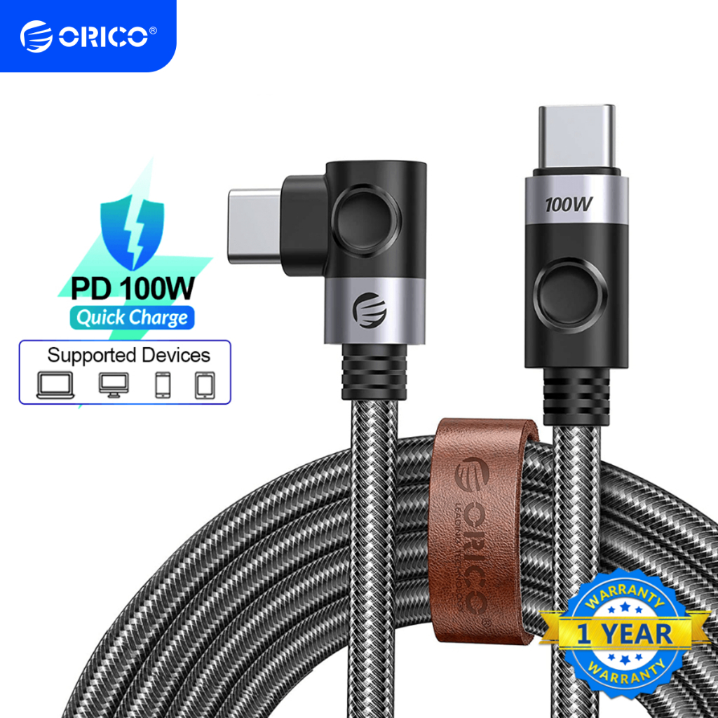 Orico สาย USB C ถึง C 100W PD 5A Super Fast แล็ปท็อปชาร์จประเภท C สายชาร์จถักไนลอนสาย USB-C เข้ากันไ