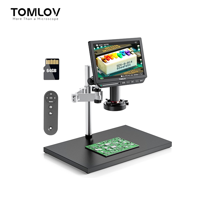 Tomlov TM4K กล้องจุลทรรศน์ดิจิทัล แขนยืดหยุ่น ตรวจสอบเพชร แขนหมุน 2000x สําหรับซ่อมแซมอิเล็กทรอนิกส์