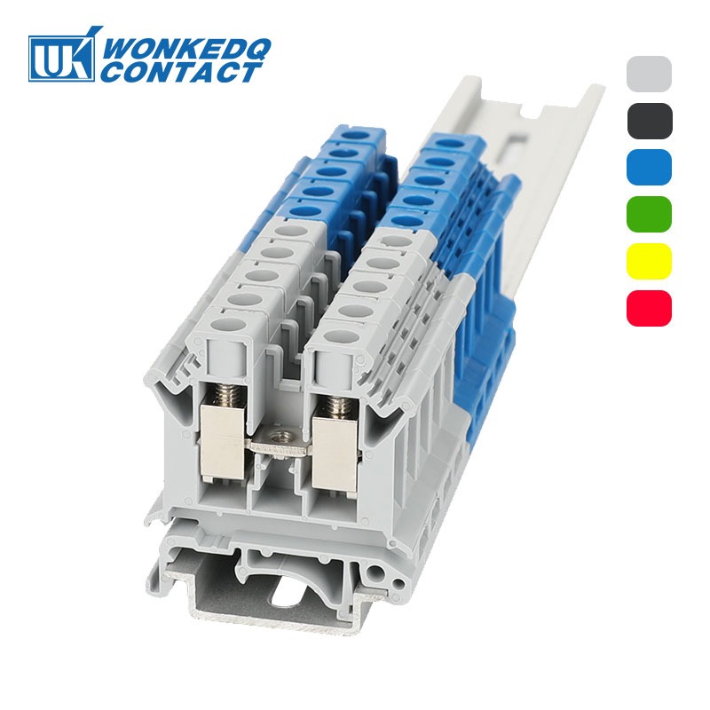 10 ชิ้น UK 10N Din Rail สกรู Terminal Block 10mm2 20-6 AWG Universal สายไฟ Feed-through Conductor UK