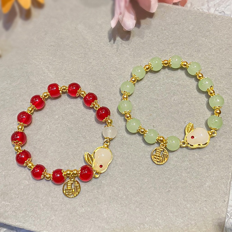 สร้อยข้อมือ จี้หยก สไตล์จีนโบราณ เหมาะกับของขวัญวันเกิด สําหรับนักเรียนหญิง