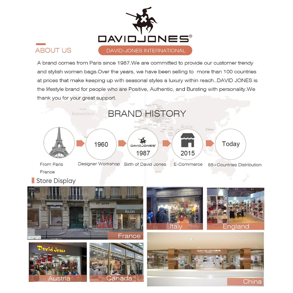 กระเป๋าถือ ลาย David Jones Paris น่ารัก แฟชั่นฤดูใบไม้ผลิ และฤดูร้อน