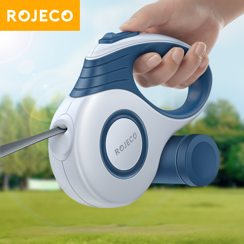 Rojeco สายจูงสุนัขอัตโนมัติ แบบยืดหดได้ 3 เมตร 5 เมตร สําหรับจูงสุนัข สัตว์เลี้ยง