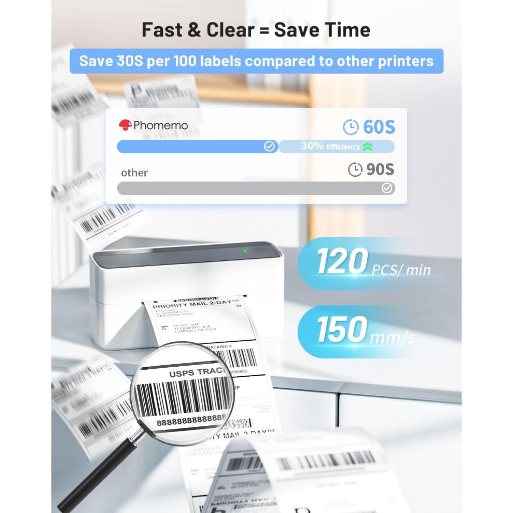 Phomemo 241BT เครื่องปริ้นใบปะหน้า เครื่องพิมพ์สติ๊กเกอร์ บาโค้ด Bluetooth Thermal Printer