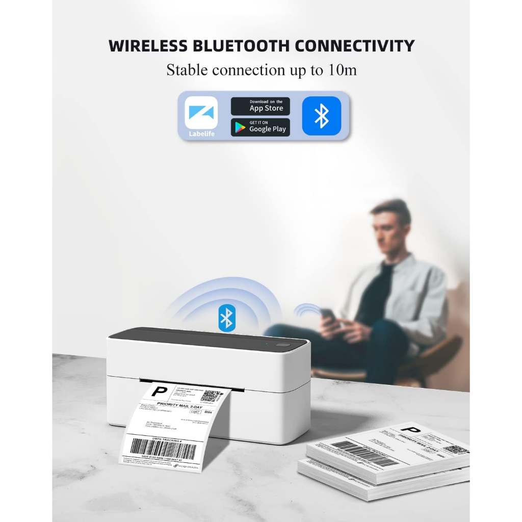 Phomemo 241BT เครื่องปริ้นใบปะหน้า เครื่องพิมพ์สติ๊กเกอร์ บาโค้ด Bluetooth Thermal Printer