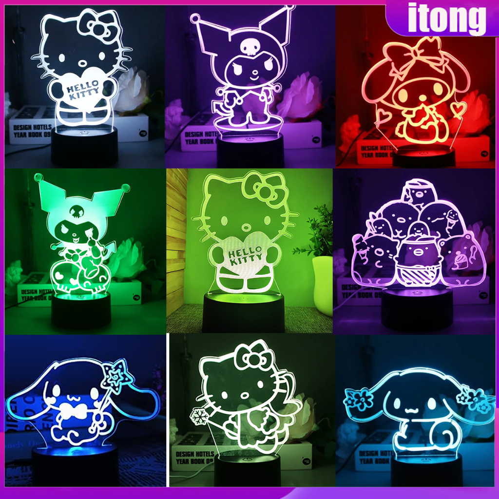 3D LED Night Light ใหม่การ์ตูน San-rioKi-ty My Mel-ody Ku-ro-mi Night Light ห้องนอนโคมไฟตั้งโต๊ะห้องนอนสาวของขวัญ