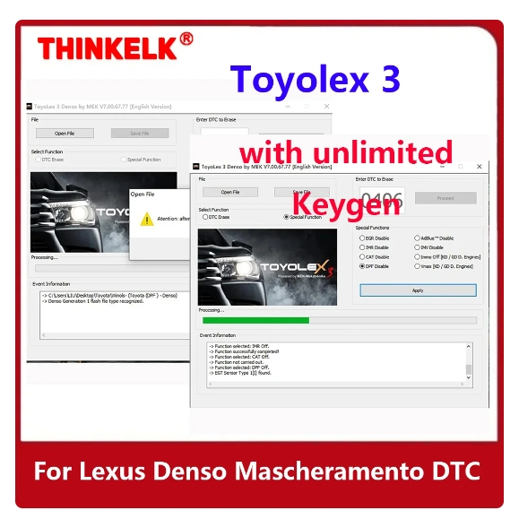 ซอฟต ์ แวร ์ Toyolex 3 พร ้ อม Keygen ไม ่ จํากัดสําหรับ Lexus Denso Mascheramento DTC ปิดใช ้ งาน Funziona สําหรับ Kess Ktag ECU Tuning