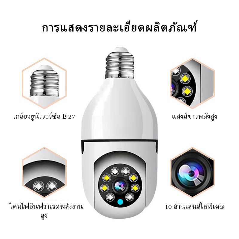 กล้องวงจรปิดไร้สาย 2.4G 5G WiFi E27 2MP ซูมได้ 4 เท่า มองเห็นที่มืด มองเห็นกลางคืน สําหรับบ้าน