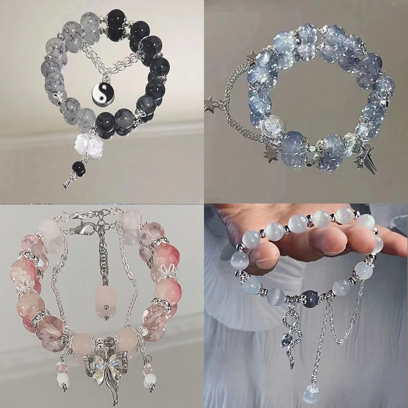 XINYIA เครื่องประดับ สร้อยข้อมือ โลหะผสมแก้ว ประดับหยกเทียม เครื่องประดับแฟชั่นของสาวๆ
