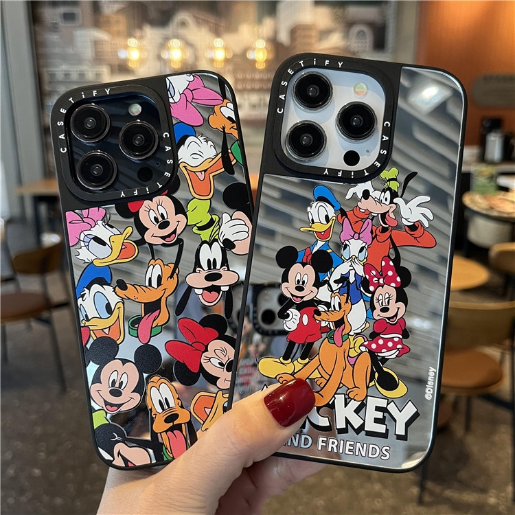 กระจกปลอก Mickey และ Friends สําหรับ iPhone 11 12 13 14 15 16 Pro Max X XR XSMAX 7 8 SE2020 เคสโทรศัพท์กันกระแทกคลุมทั้งหมด