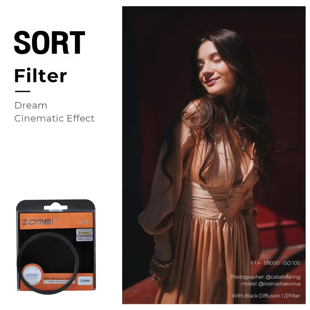 【การแพร่กระจายสีดำ】ZOMEI Black diffusion filter lens เพิ่มความนุ่มนวลของไฮไลท์และลดความคมชัด Soft Filter filter camera filters accessories cpl lens filter nd filter