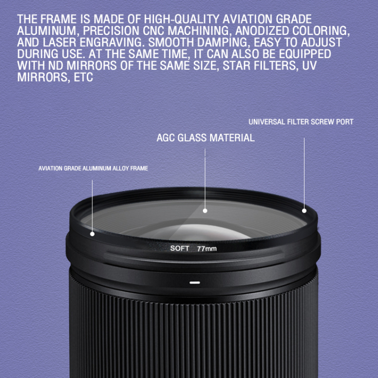 【การแพร่กระจายสีดำ】ZOMEI Black diffusion filter lens เพิ่มความนุ่มนวลของไฮไลท์และลดความคมชัด Soft Filter filter camera filters accessories cpl lens filter nd filter
