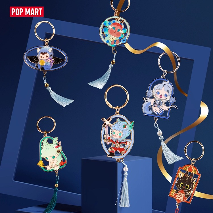 【ของแท้】จี้ตุ๊กตาฟิกเกอร์ Popmart 2024 Loong Presents The Treasure Series CRYBABY DIMOO MOLLY SP