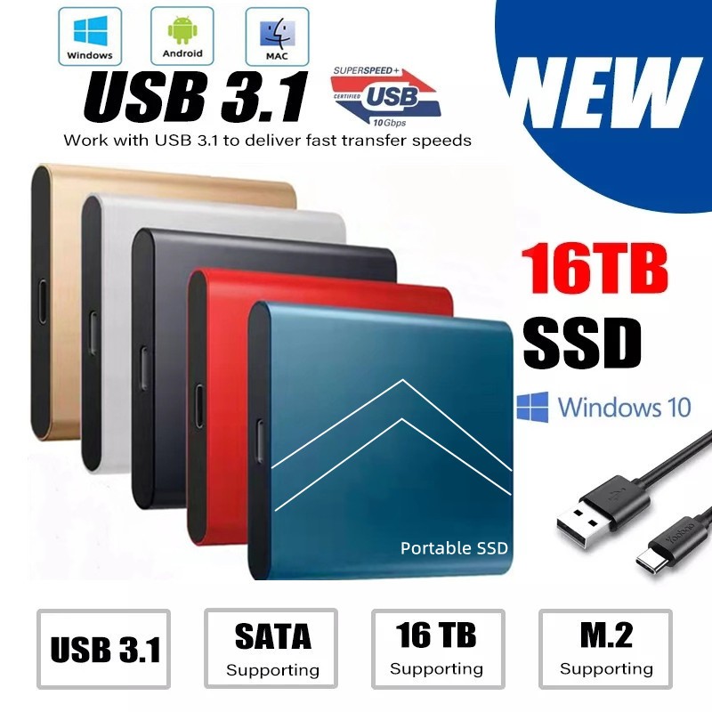 โซลิดสเตทไดรฟ์ SSD 1TB 8TB 30T 60TB 128T USB 3.1Type-C ความเร็วสูง แบบพกพา