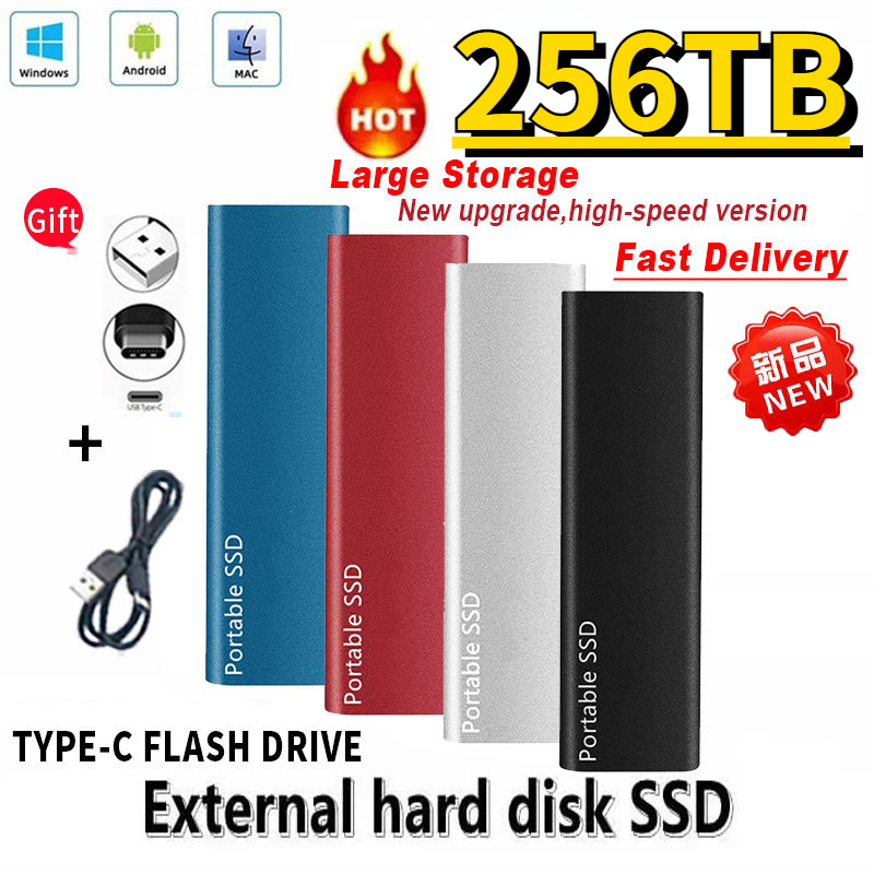 โซลิดสเตทไดรฟ์ SSD 1TB 8TB 30T 60TB 128T USB 3.1Type-C ความเร็วสูง แบบพกพา