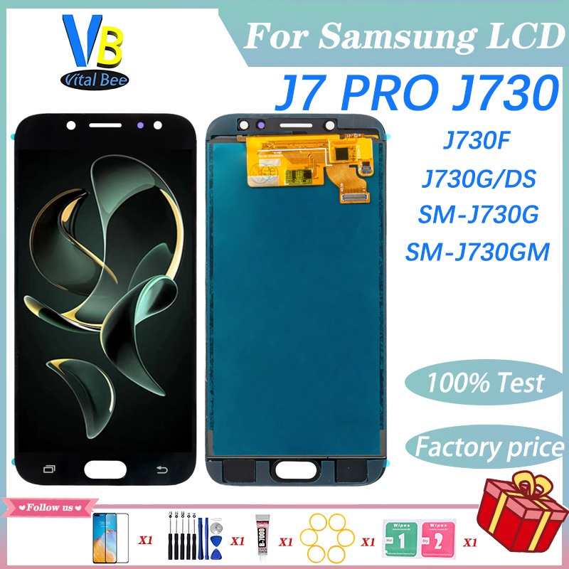 อะไหล่หน้าจอสัมผัสดิจิทัล LCD 100% คุณภาพสูง แบบเปลี่ยน สําหรับ Samsung Galaxy J7 Pro J730