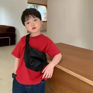 เสื้อยืดเด็กแขนสั้นสีพื้น 6 สี ผ้าคุณภาพดี เนื้อนิ่ม ใส่ได้ทุกวัน