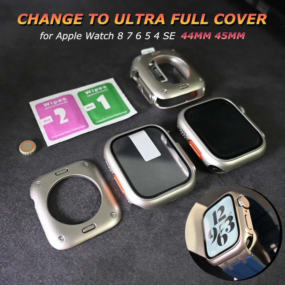 เคส PC และกระจกนิรภัย 49 มม. สําหรับ Apple Watch Case 9 8 7 6 5 4 iWatch Series 45 มม. 44 มม. 41 มม. 40 มม.