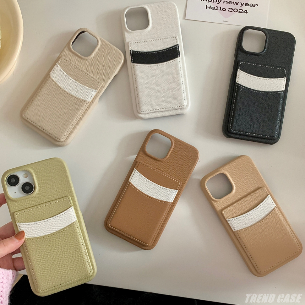 เคสโทรศัพท์มือถือ หนัง PU นิ่ม พร้อมช่องใส่บัตร เรียบง่าย สําหรับ iPhone 15 15Pro Max 14 Plus 13 Pro 12 11