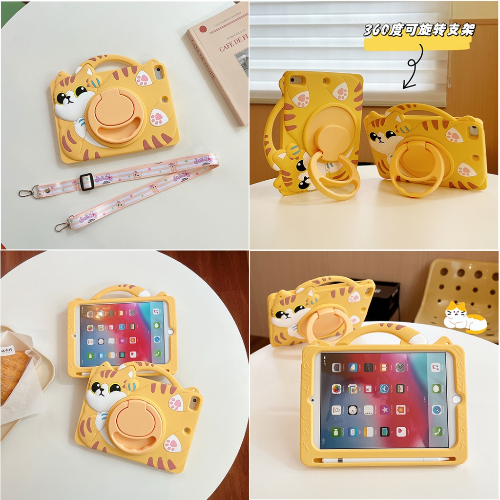 เคสซิลิโคน TPU แบบนิ่ม ลายแมวน่ารัก พร้อมช่องใส่ปากกา สําหรับ iPad 11th Gen A16 10th Gen 10.9 9th 8th 7th 10.2 Gen 6th 5th 9.7 2018 Air M2 M3 10.5 10.9 Pro 11 Mini 7 6 5 4 3 2 1 Gen10 Gen9 Gen8 Gen7 Gen6