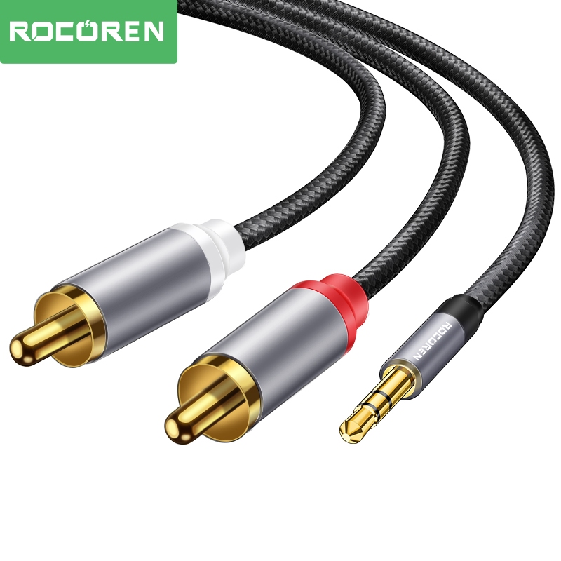 <Rocoren> สายเคเบิล RCA แจ็ค 3.5 เป็น 2 RCA ตัวผู้ สําหรับเครื่องขยายเสียงสเตอริโอ HiFi โฮมเธียเตอร์