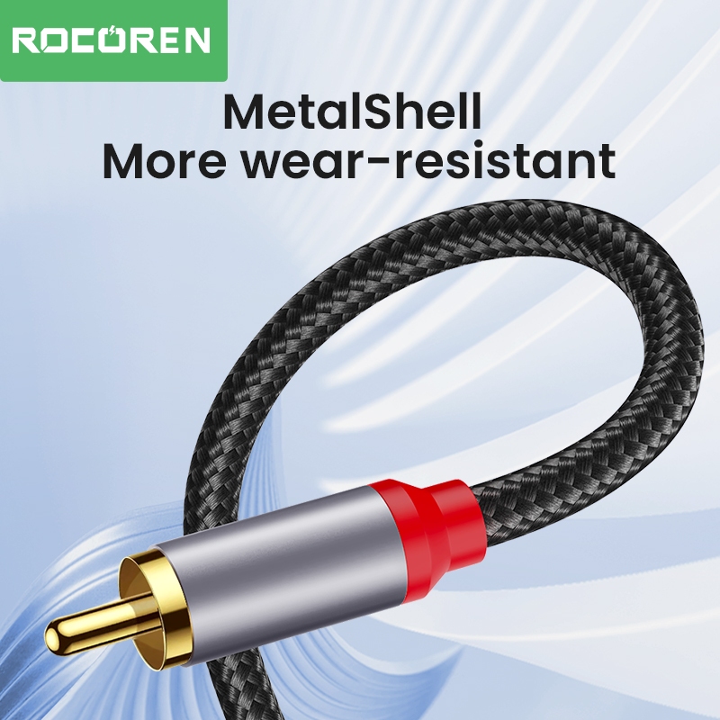<Rocoren> สายเคเบิล RCA แจ็ค 3.5 เป็น 2 RCA ตัวผู้ สําหรับเครื่องขยายเสียงสเตอริโอ HiFi โฮมเธียเตอร์