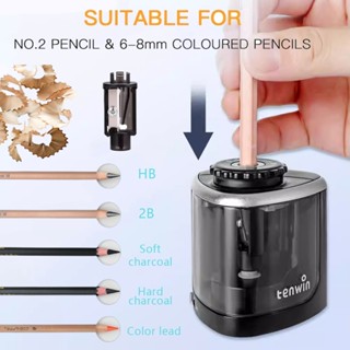 Tenwin กบเหลาดินสอไฟฟ้า ประหยัดแรงงาน อัตโนมัติ แบบพกพา เครื…