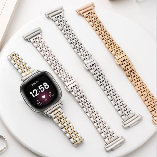 สายนาฬิกา Compatible For Fitbit Versa 4 สาย Stainless Steel Watch Strap สาย fitbit sense สายนาฬิกาข้