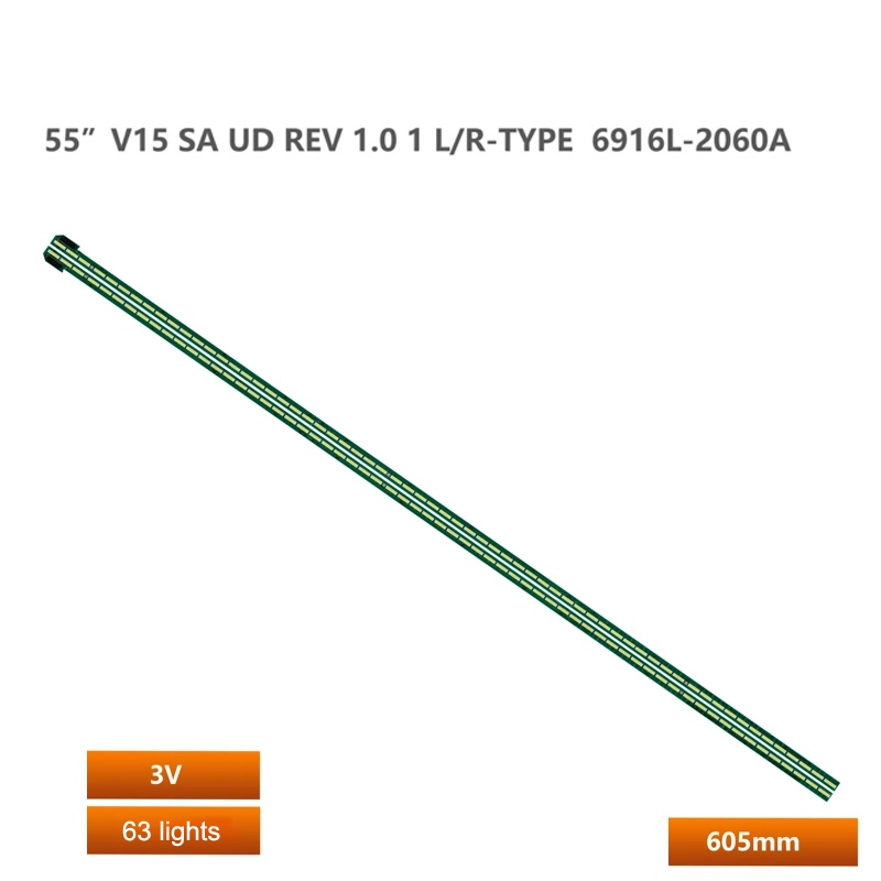 แถบไฟแบ็คไลท์ led สําหรับ LG 55UF8500-CB 55 นิ้ว V15 SA UD REV 1.0 1 R/L-TYPE 2 ชิ้น ต่อชุด