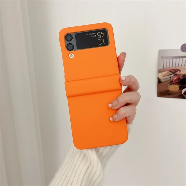 SAMSUNG สีลูกกวาดเคสโทรศัพท์สําหรับSamsung Galaxy Z Flip 3 4 5 6 5GบานพับพลาสติกปกหลังสําหรับSamsung Galaxy Z Flip 7 8