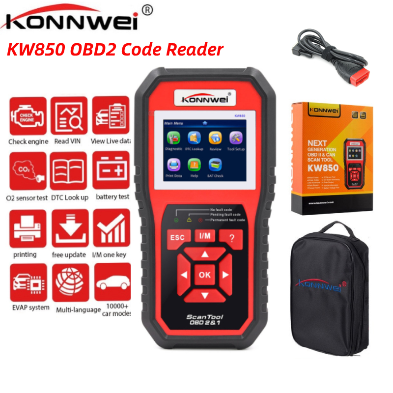 (พร้อมส่ง)⭐Konnwei KW850 เครื่องสแกนเนอร์วินิจฉัยรถยนต์ OBD2 OBD 2