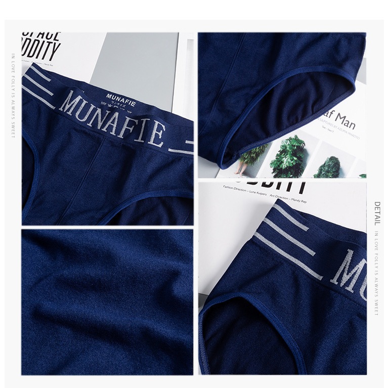 Munafie กางเกงชั้นใน ผ้าฝ้ายแท้ ทรงสามเหลี่ยม แบบยืดหยุ่น สําหรับผู้ชาย