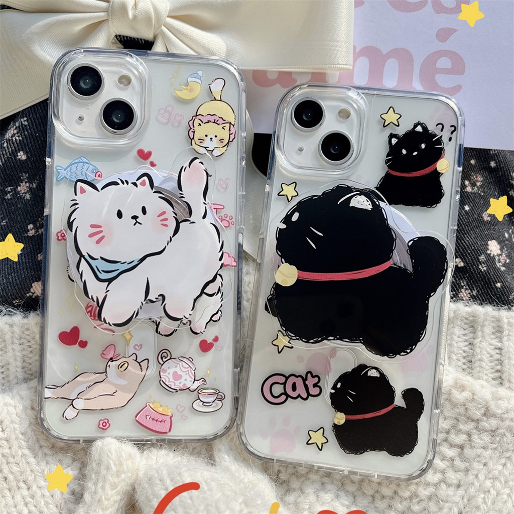 สําหรับiphone case 16 Pro Max 15 Pro Max 14 Pro Max 13 Pro Max 12 Pro Maxอะคริลิคแม่เหล็ก+รองรับแม่เหล็กเคสโทรศัพท์มือถือ