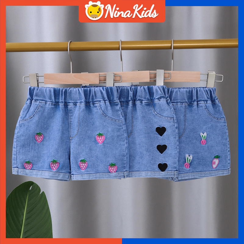 กางเกงยีนขาสั้น ลายการ์ตูน แฟชั่นฤดูร้อน สไตล์เกาหลี สําหรับเด็กผู้หญิง อายุ 1-6 ปี